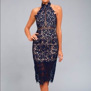 Navy Blue Lace Mini Dress